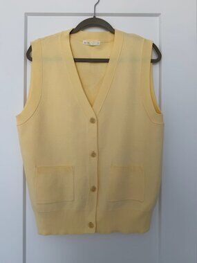 Oak & Fort Yellow Knit Vest With Buttons